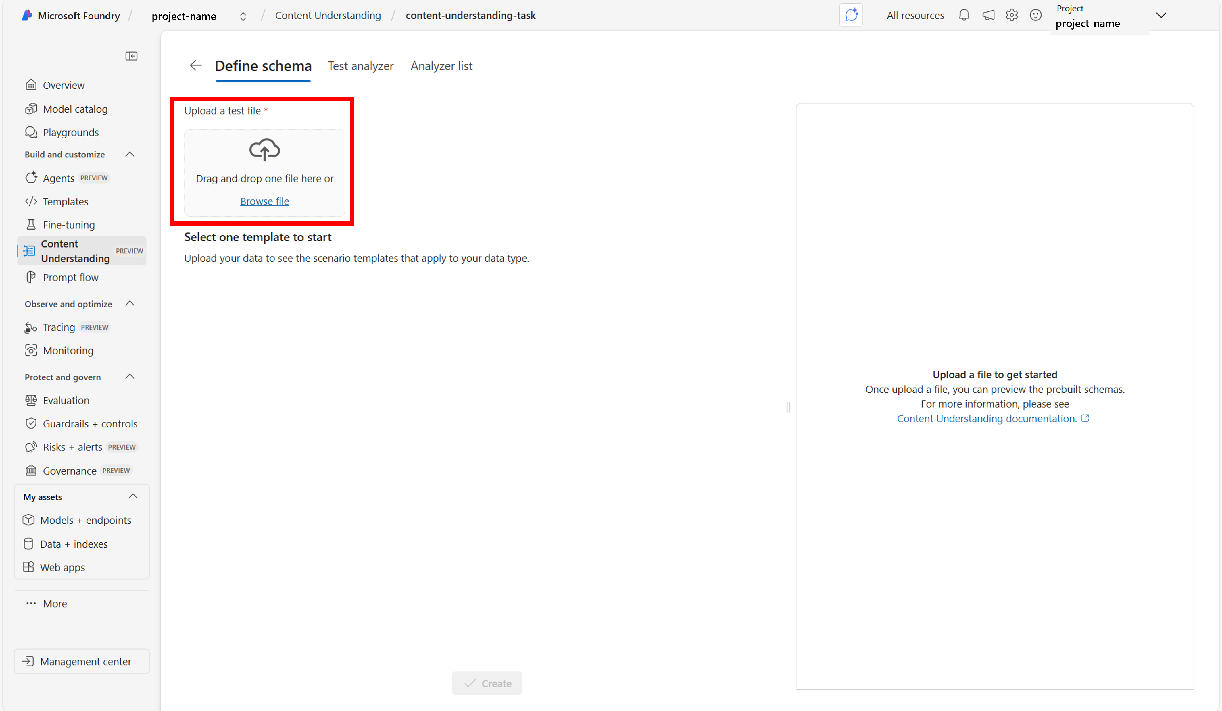 Screenshot of upload step in user experience.