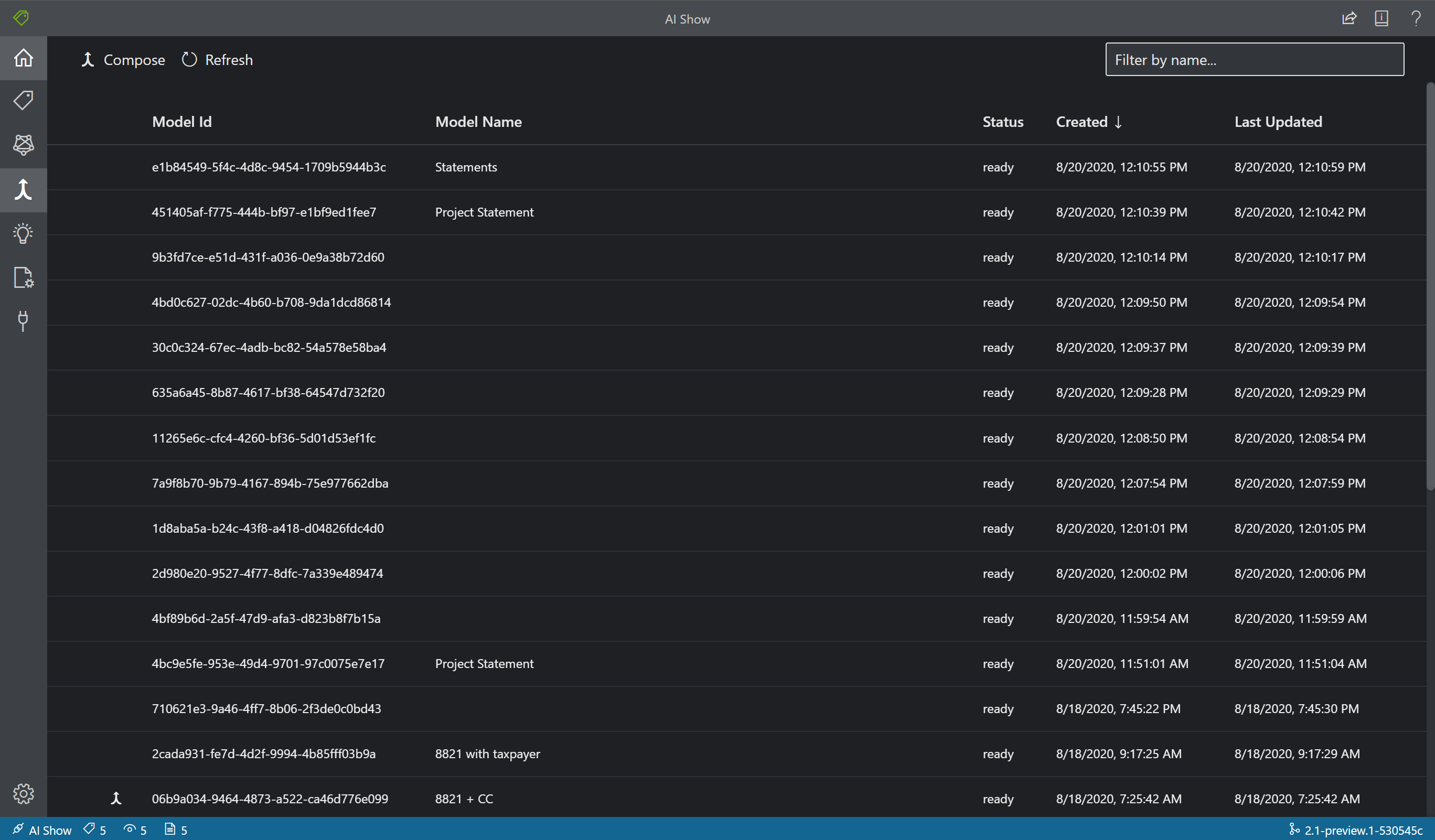 Model compose UX view.