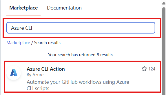 Select the Azure CLI Action