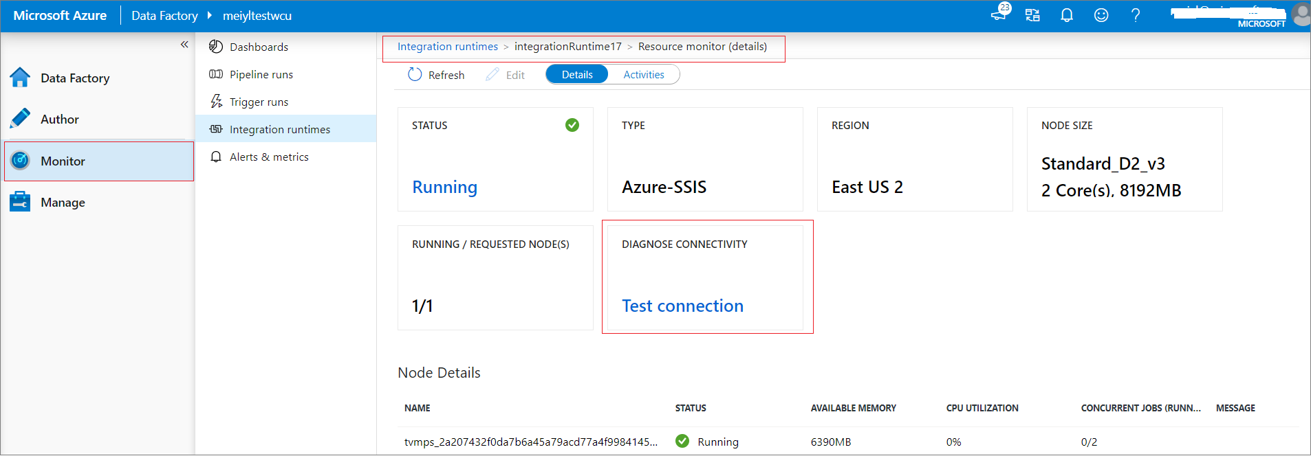 Monitor page - diagnose connectivity