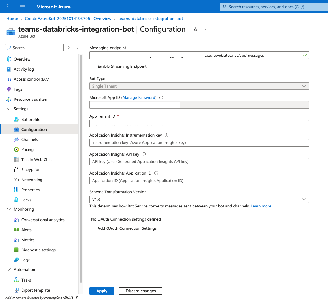 Configure Azure bot