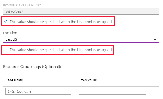 Screenshot of static parameters on a blueprint artifact.