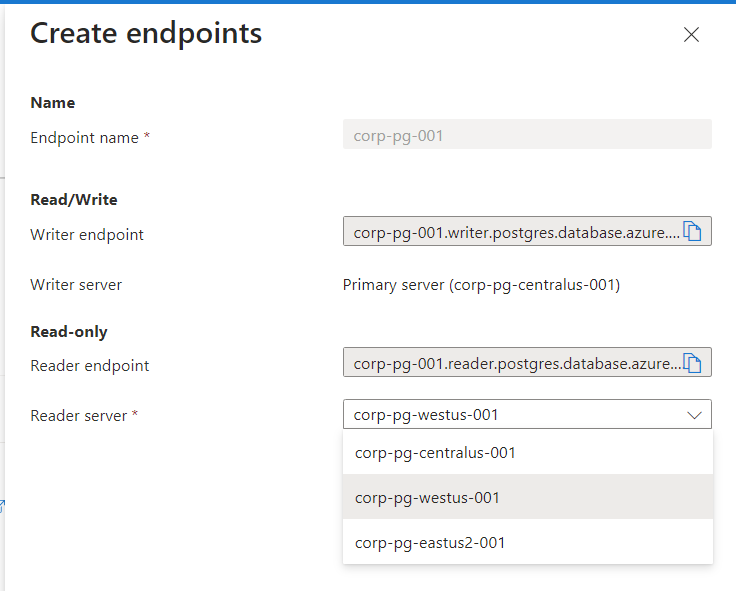 Screenshot of selecting the secondary replica.