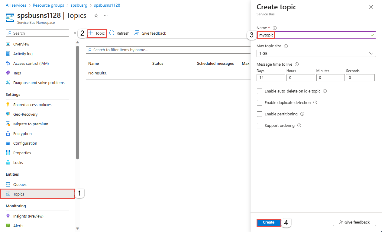 Image showing the Create topic page.