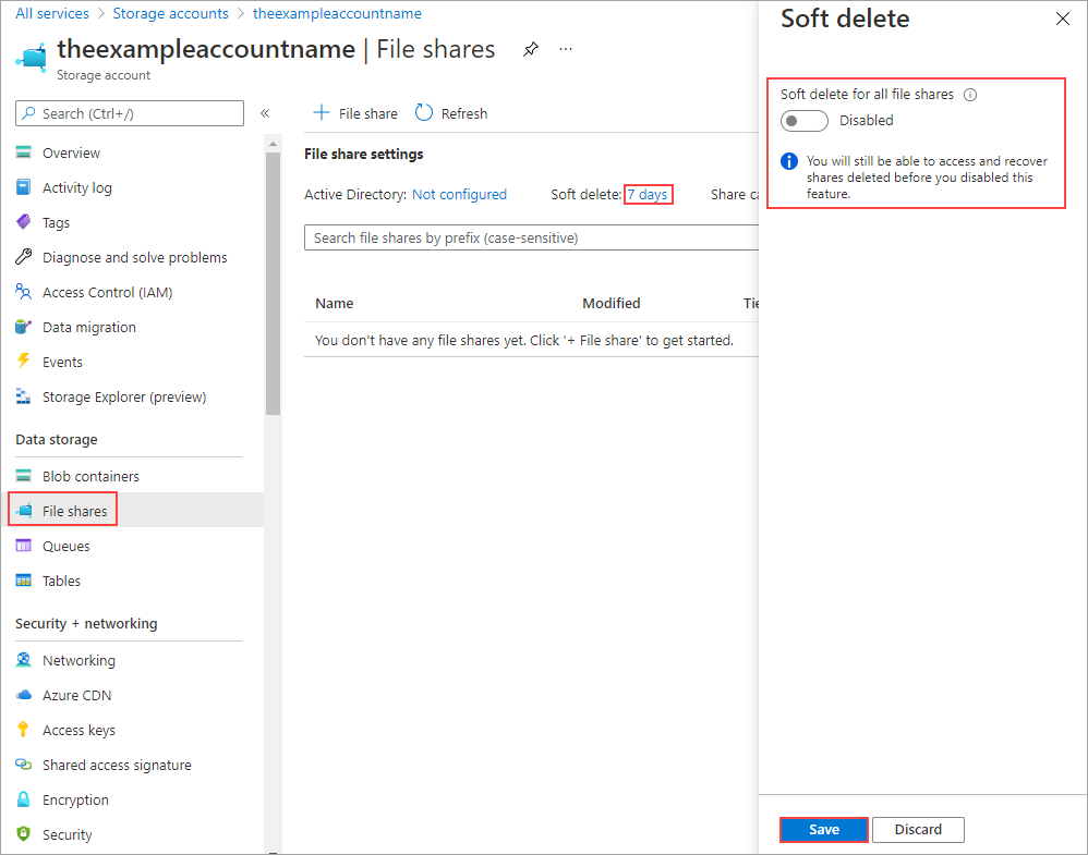 Disabling soft delete allows you to immediately and permanently delete any file shares in your storage account.