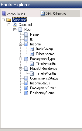 xmldocumentbrowser Sample schema displayed in Facts Explorer