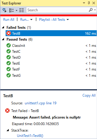 Visual Studio 2017 Test Explorer Screenshot showing Test Explorer.