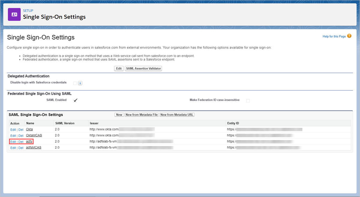 Select Salesforce SSO settings.