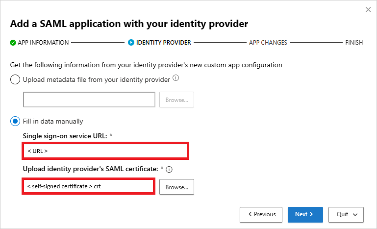 Add SSO service URL and SAML certificate.