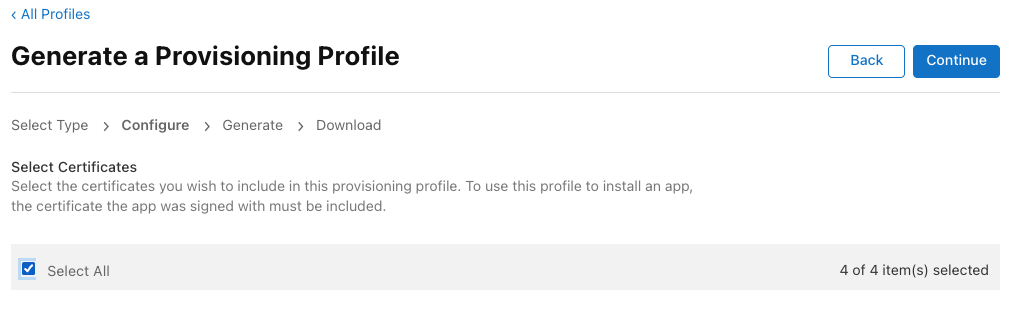 Select certificates