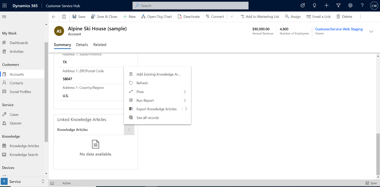 Add an existing knowledge article Add an existing knowledge article.