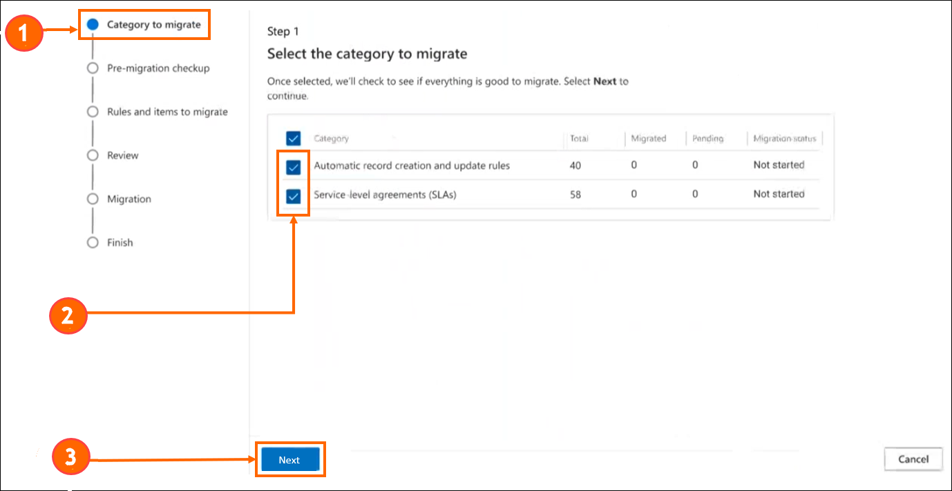 Migration tool for first-time user - Step 1 - Next button Migration tool for first-time user - Step 1 - Next button.