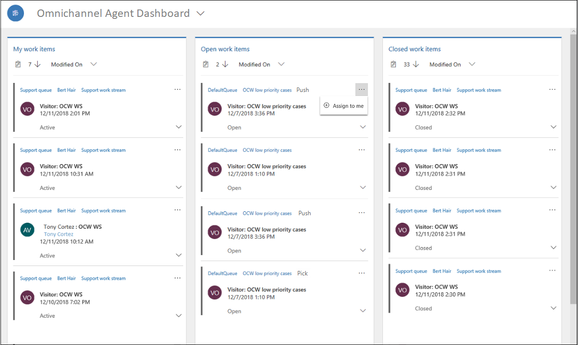 Screenshot of Agent dashboard in the Copilot Service workspace app Agent dashboard.