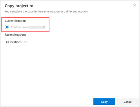 Copy your project in the same environment Copy your project in the same environment.