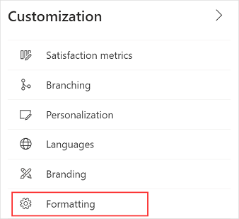 Formatting menu item Formatting menu item.