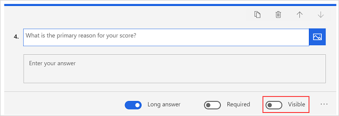 Set visibility of a question Set visibility of a question.