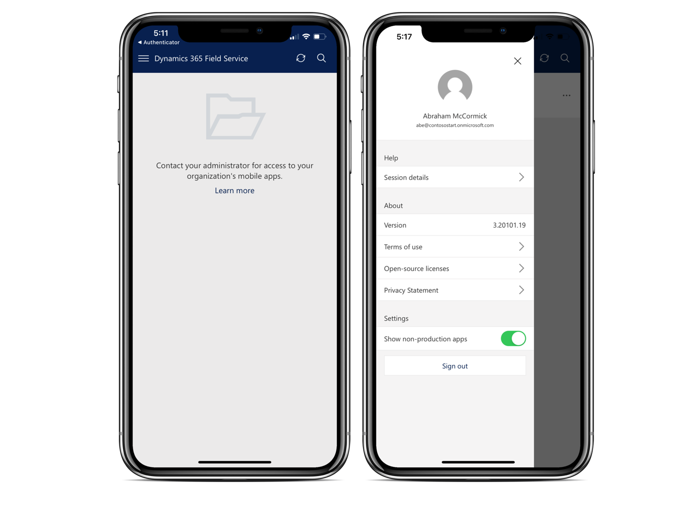 Screenshot of the 'Contact your administrator' issue.