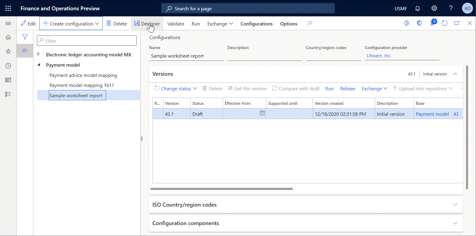 Screenshot of attaching a template on the Format designer page.