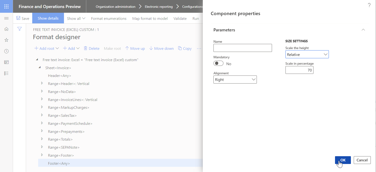 Screenshot of properties of the Picture element in the Component properties dialog box.