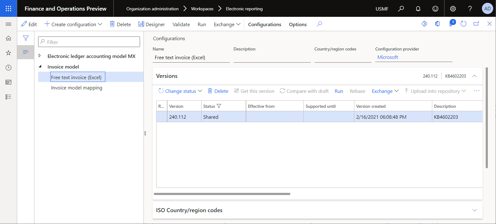 Screenshot of imported ER configurations on the Configurations page.