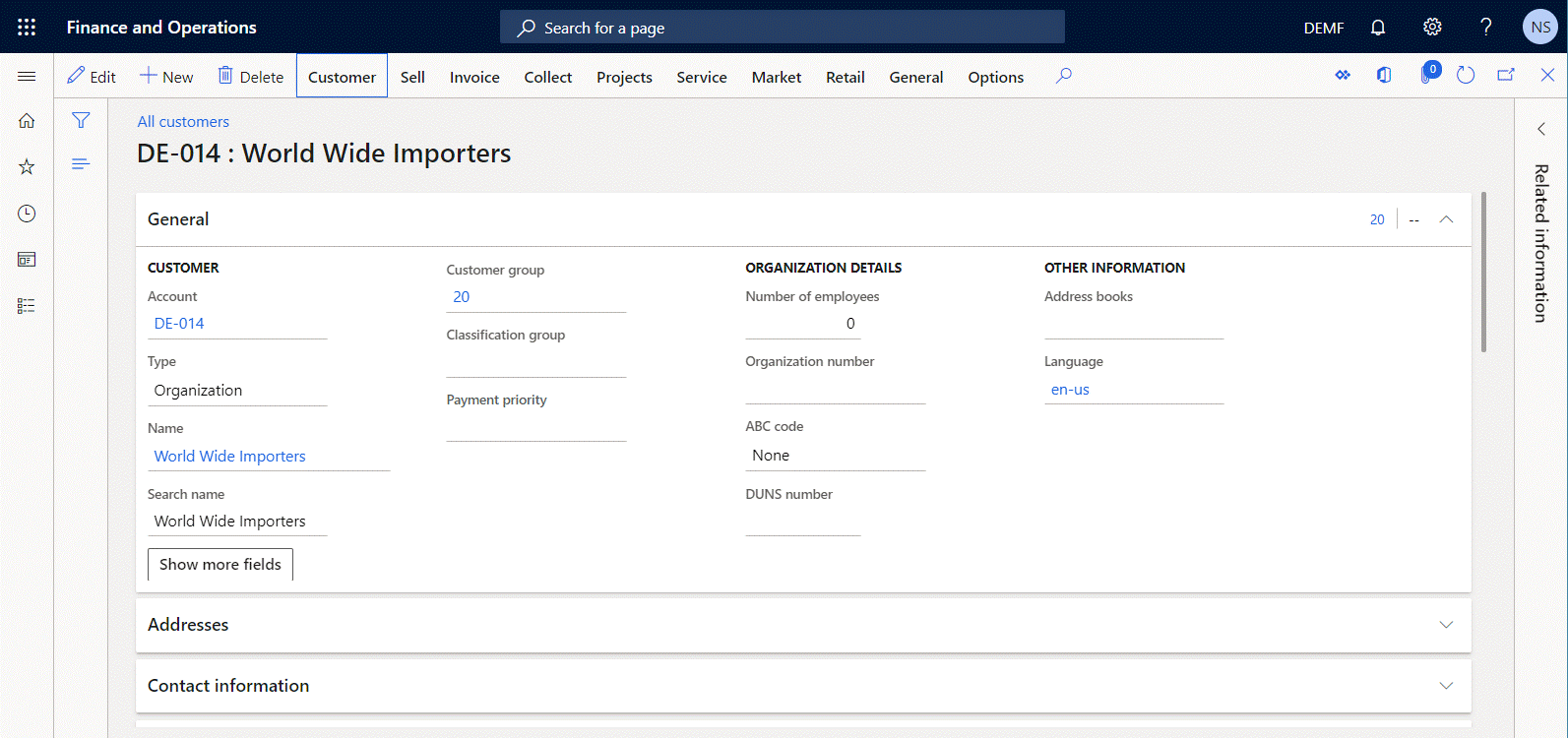 Screenshot of the All customers page.