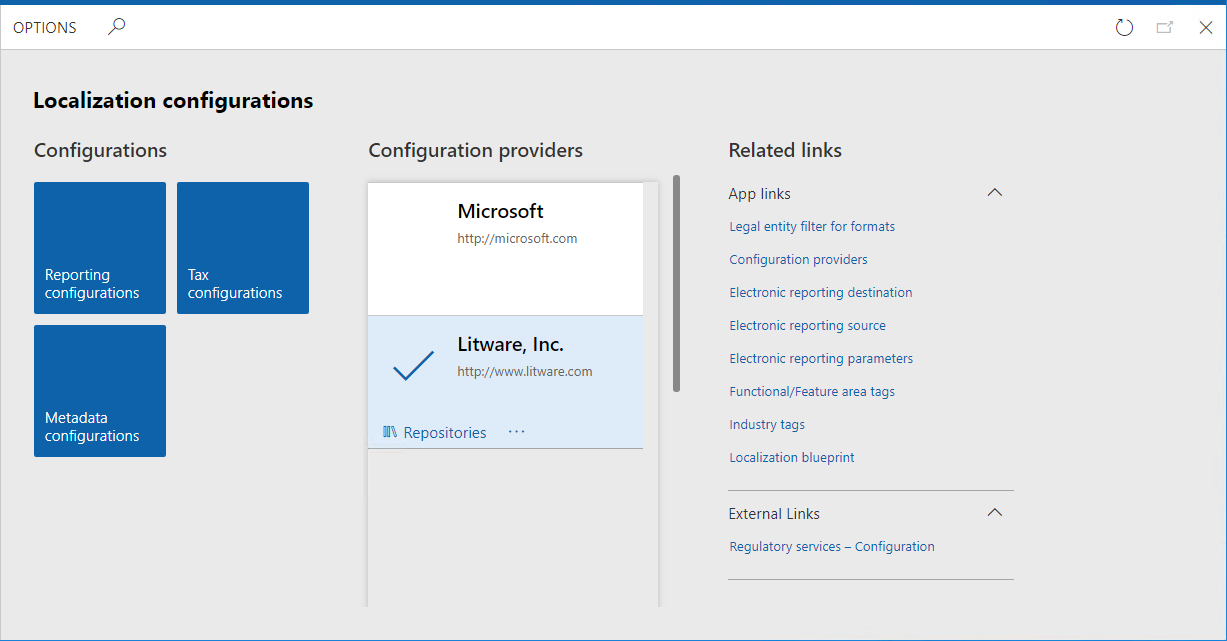 Screenshot of the Electronic reporting workspace.