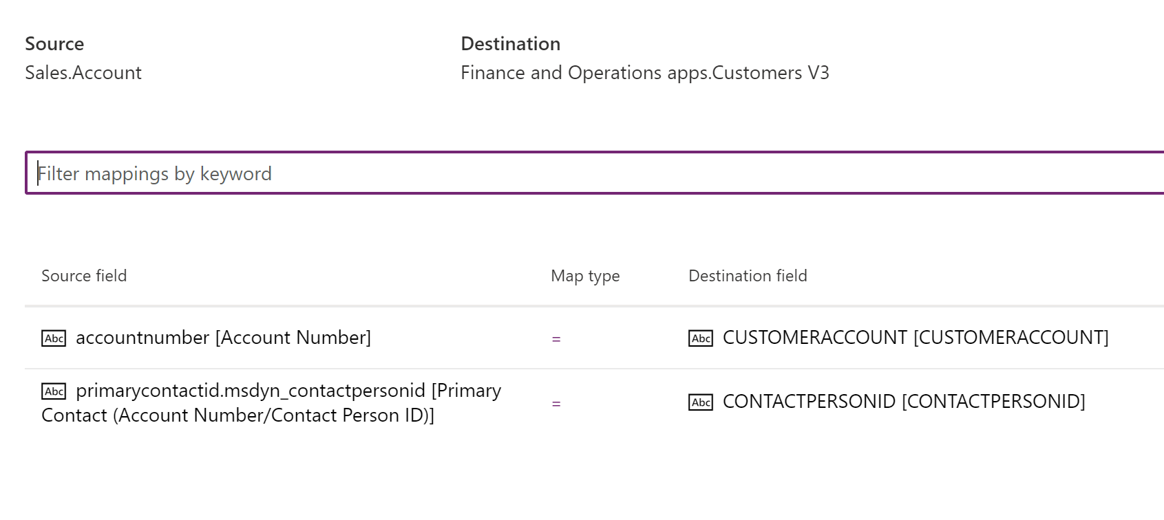 Screenshot of data integration project to update CustomerAccount and ContactPersonId.