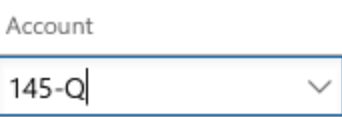 Screenshot of an in-edit ledger account segment before Tab is pressed.