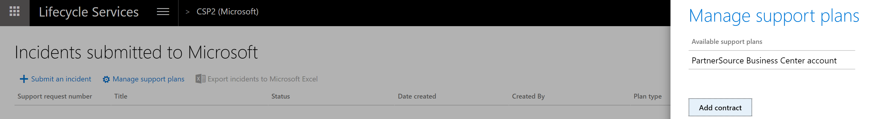 Screenshot of Add contract.