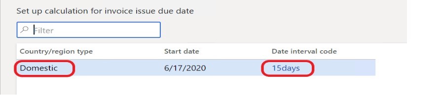Screenshot of the Set up calculation for invoice issue due date page.