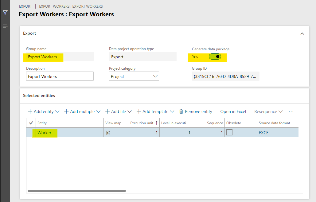 Screenshot of the Export Workers data project.