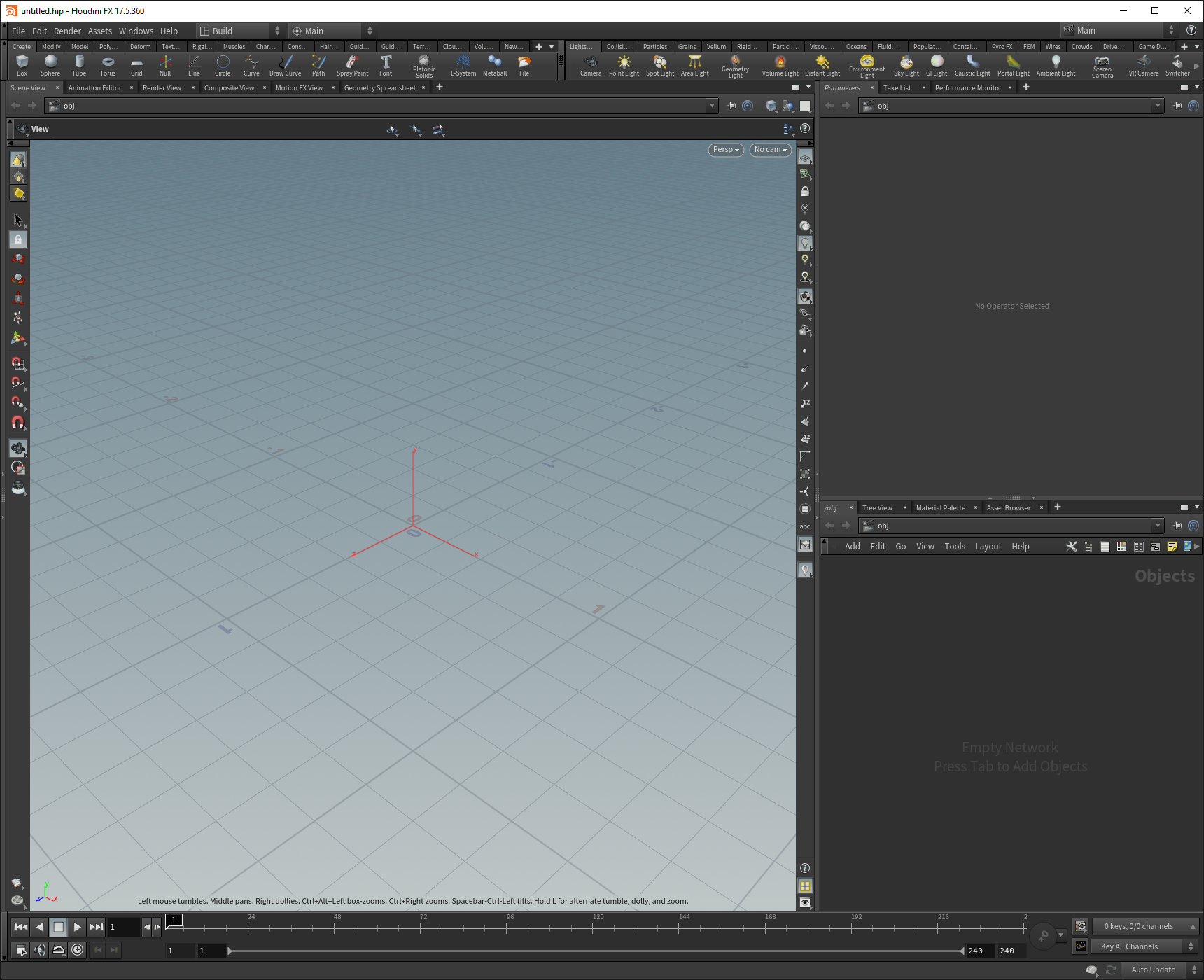 Open Houdini to a new scene Open Houdini to a new scene.