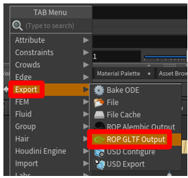 ROP GLTF Output command ROP GLTF Output command.