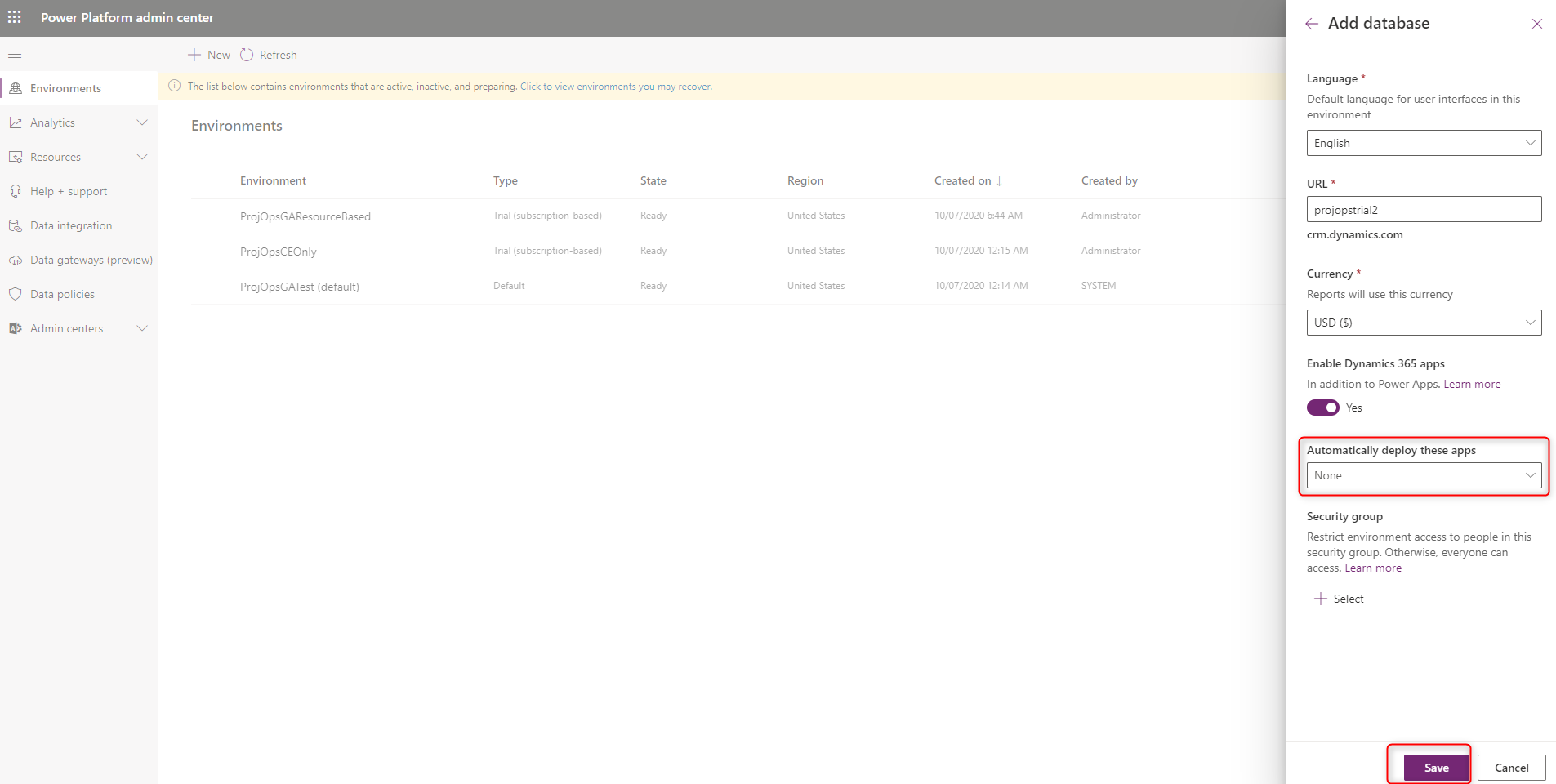 Screenshot of the Add database dialog.