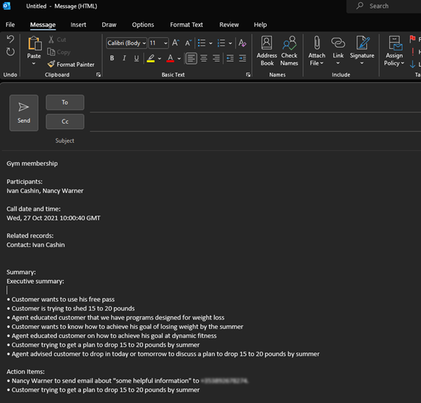 Email with copy and pasted summary notes Email with copy and pasted summary notes