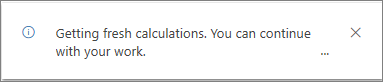 Screenshot of the notification to confirm recalculation.