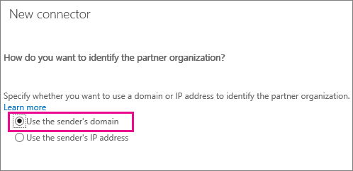 Screenshot that shows to choose to use the sender's domain name.
