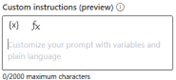 Screenshot of the Custom instructions pane, where the user left the pane blank.
