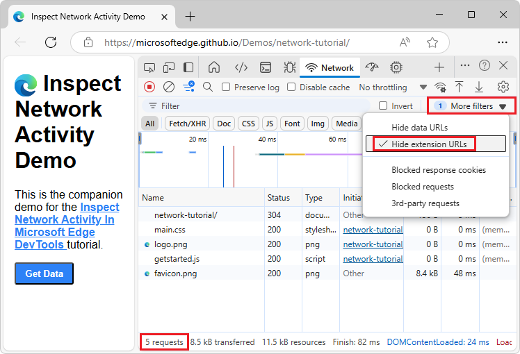 Extension URLs hidden from the Requests table