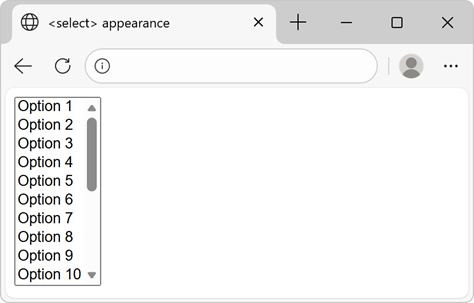 A list showing all options at once in the page
