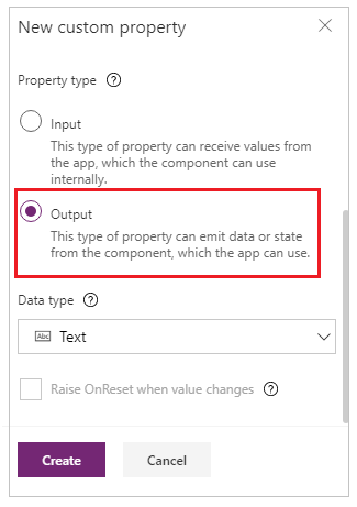 Property type as output.