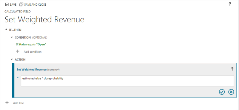 Set Weighted Revenue estimated value Dynamics 365.