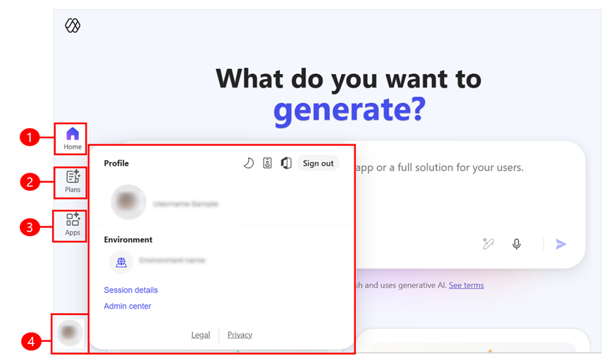 Screenshot of the left navigation pane in the new Power Apps experience.