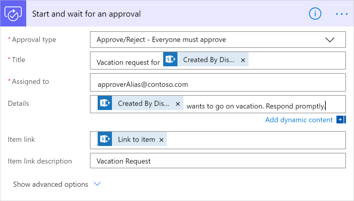 Start and wait for an approval.