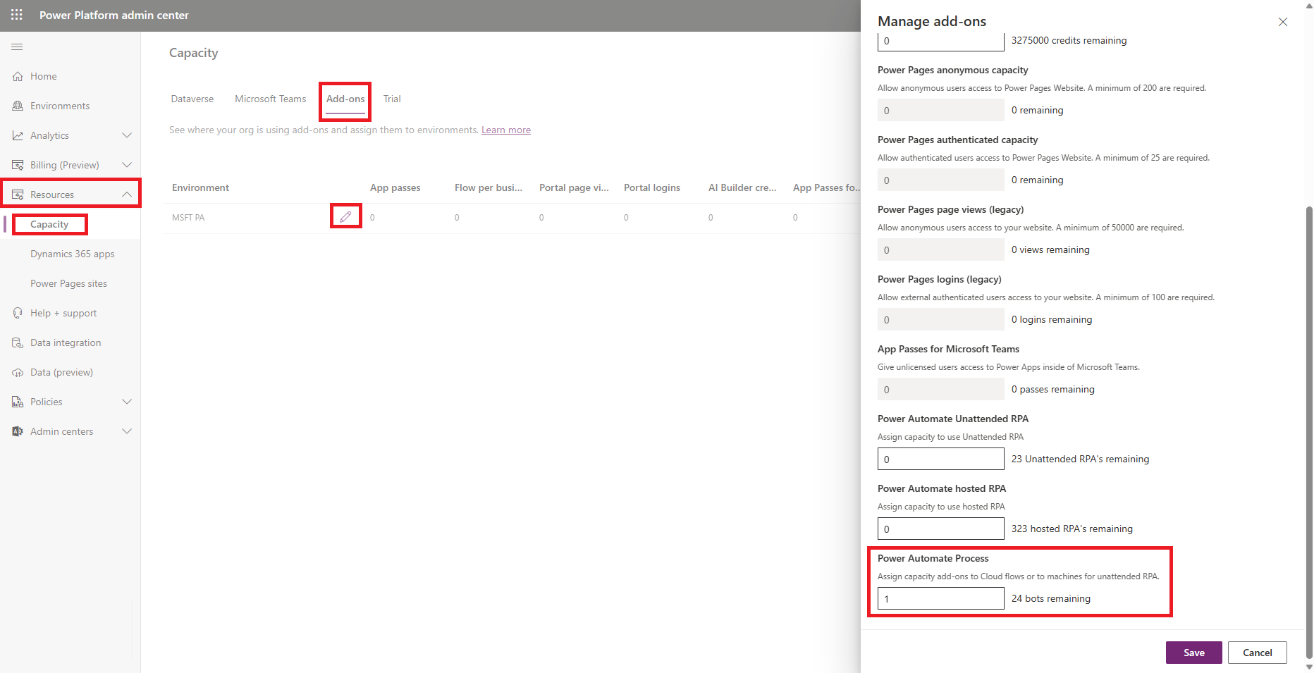 An image that displays the steps needed to assign a license to an environment.