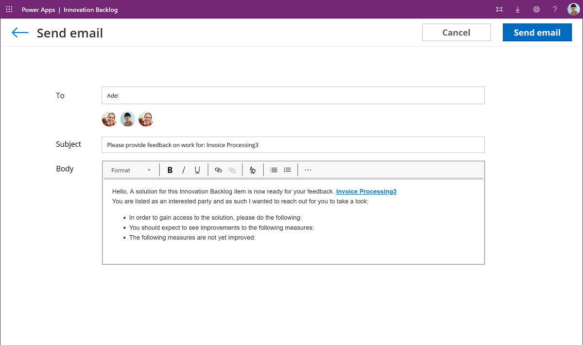 Ask the idea creator and voters to provide feedback. Ask the idea creator and voters to provide feedback.