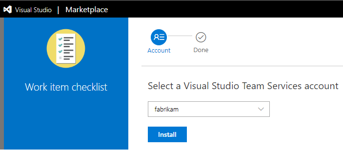 Screenshot of Visual Studio Marketplace, install extension.