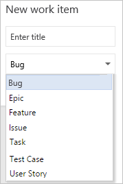 Add work item from a New work item widget