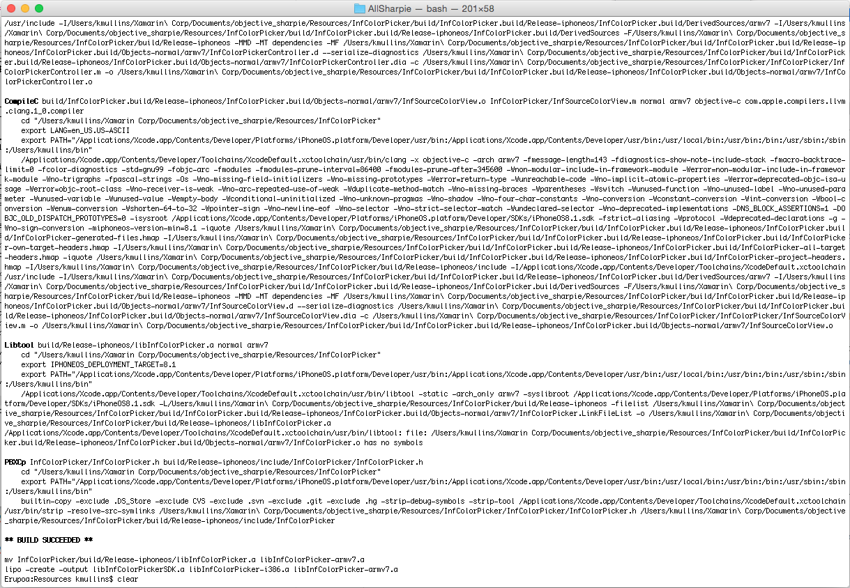 Sample makefile output