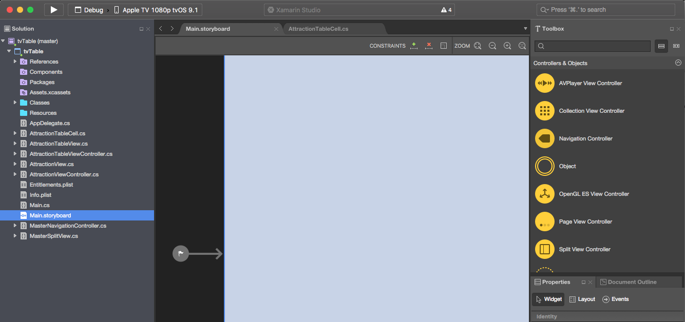 Select and delete the Default View Controller